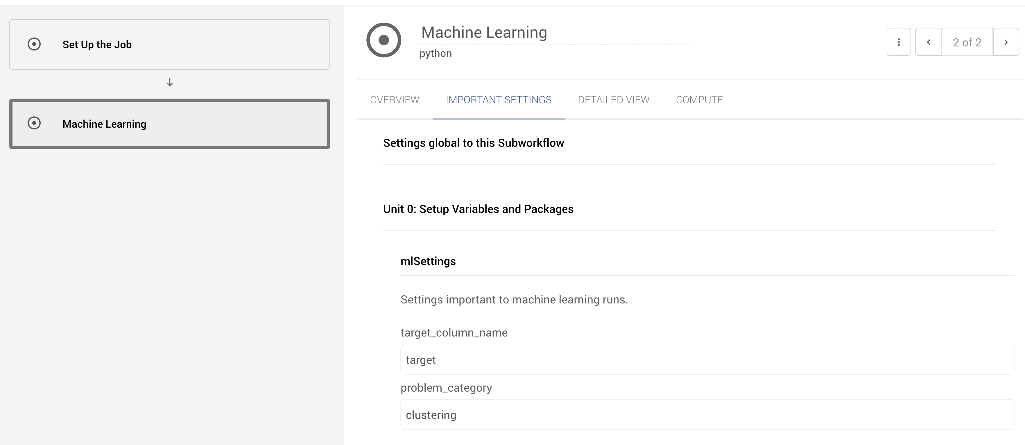 Important settings with clustering set
